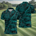 Circuit Board Pattern Hawaiian Golf Shirt, Men's Golf Shirt, Polo Shirts For Men