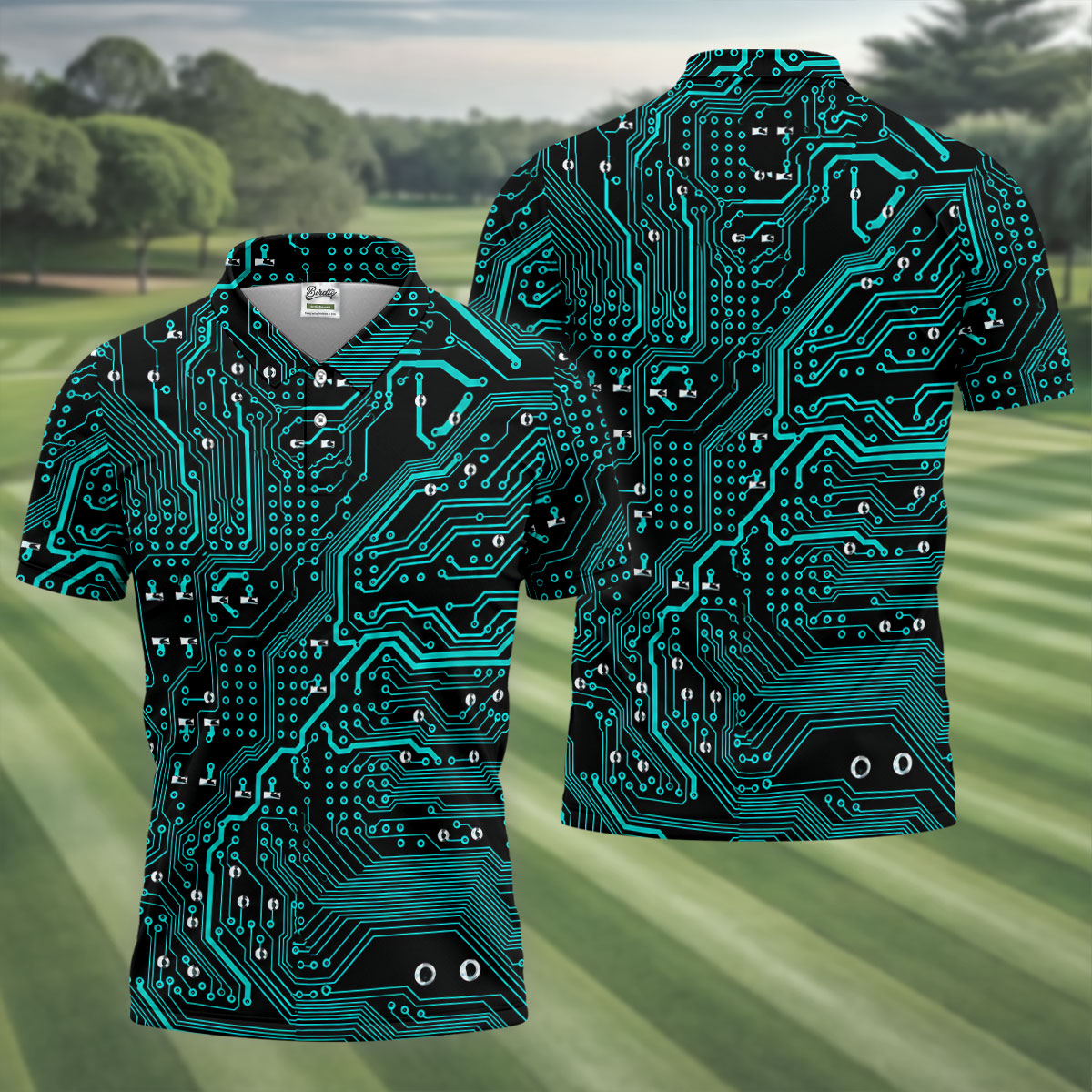 Circuit Board Pattern Hawaiian Golf Shirt, Men's Golf Shirt, Polo Shirts For Men