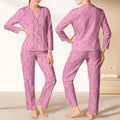 Funny Stick Figure Golfing Long Sleeve Pajama Set, Breast Cancer Awareness Pink Satin Pajamas