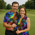 Colorful Disc Golf Basket Swirl Pattern Polo Shirt, Printed Golf Shirts, Hawaiian Golf Shirt, Mens Golf Apparel