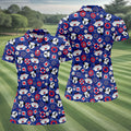 Nautical Cruise Pattern Golf Polo Shirt, Women's Golf Apparel, Printed Golf Shirt