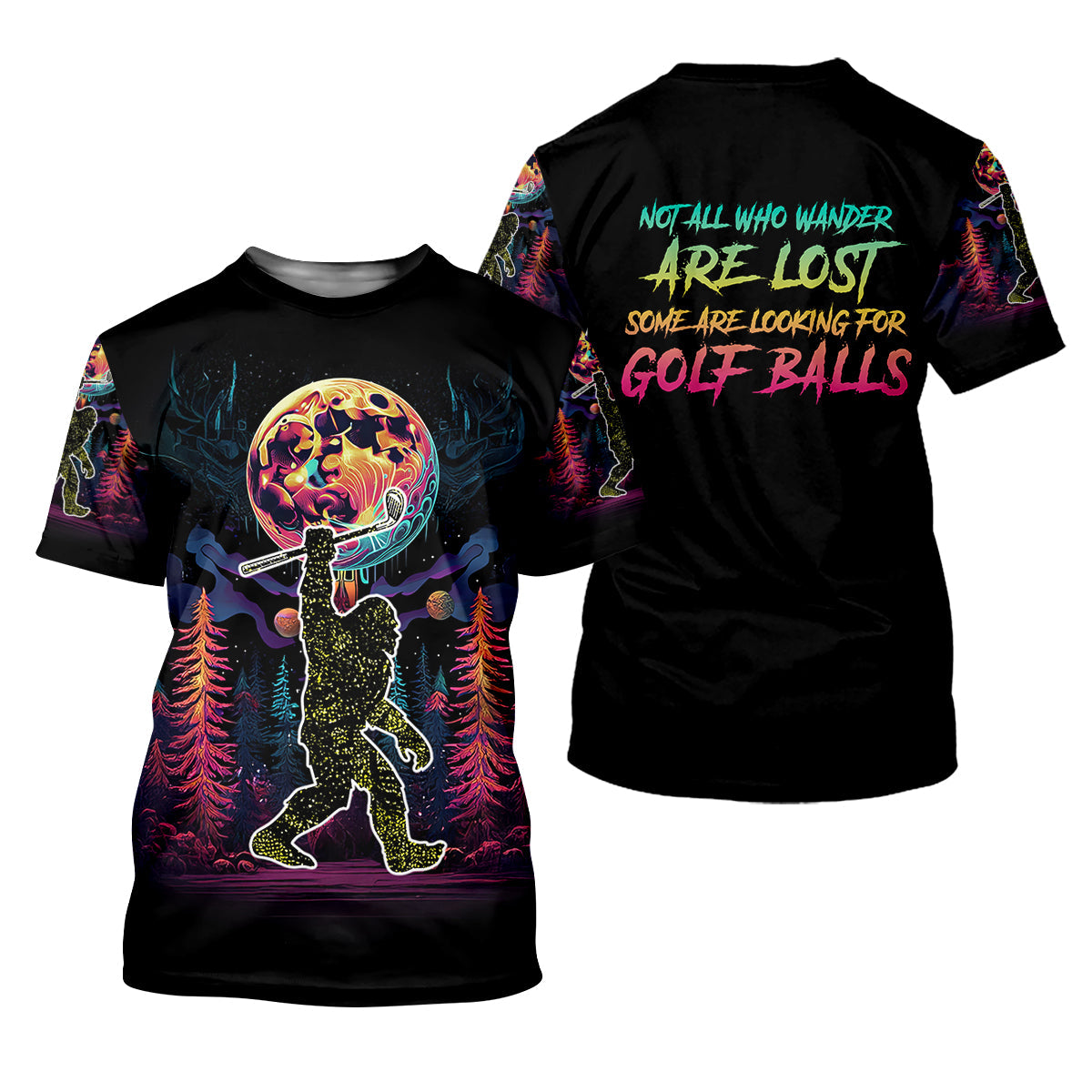 Not All Who Wander Are Lost Bigfoot Funny Mens Golf Polo Shirt, Funny Golf Shirt, Golf Gift For Him