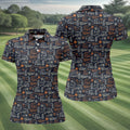 Funny Golf Bourbon Cigar Pattern Polo Shirt, Women’s Golf Polo, Golf Shirts For Women