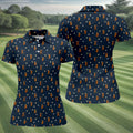 Cartoon Dachshund Golfer Pattern Golf Polo Shirt, Golf Tops For Women, Printed Golf Shirt