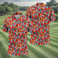 Beer Bottle Labels Red Golf Shirt, Men's Funny Golf Shirts, Golf Tops For Men, Golf Shirts For Men