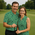 Leprechaun Hat Shamrock Beer Dark Green Seamless Pattern St. Patrick’s Day Golf Shirt, Golf Shirts For Men
