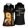Golf And Beer Custom Women's Funny Graphic Golf Polo Shirt, Custom Ladies Golf Shirt