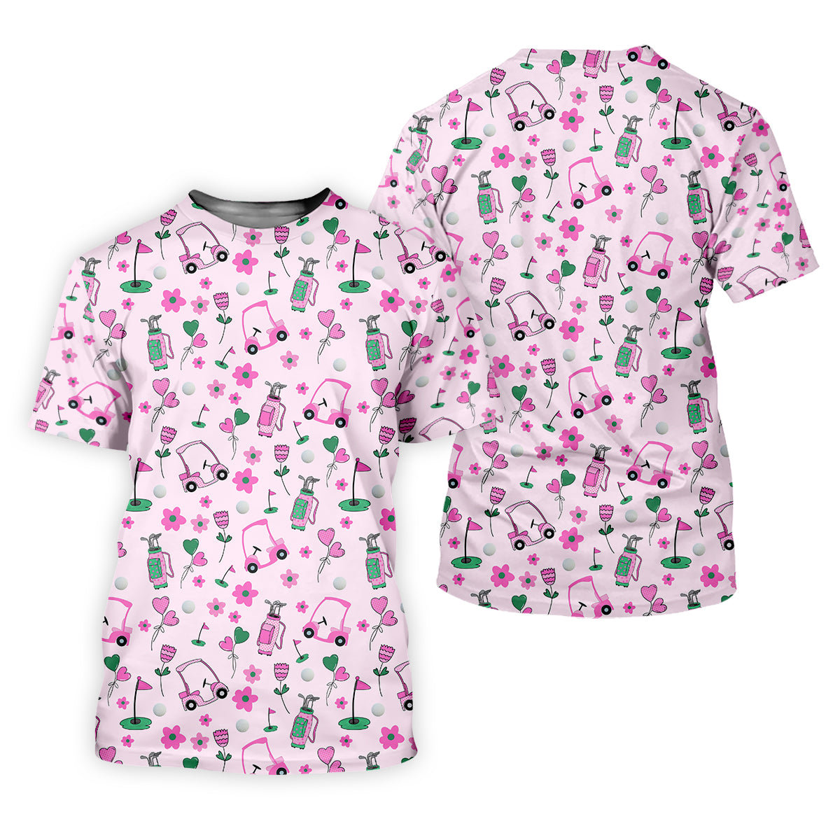 Seamless Pink Green Funny Womens Golf Polo Shirt, Ladies Golf Shirt, Womens Sleeveless Golf Shirts