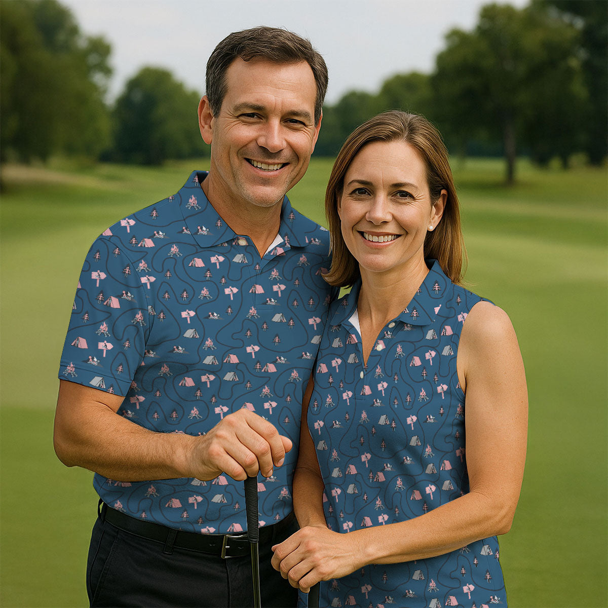 Funny Adult Humor Camping Men's Golf Shirt, Golf Polo Shirts For Men, Printed Golf Shirts