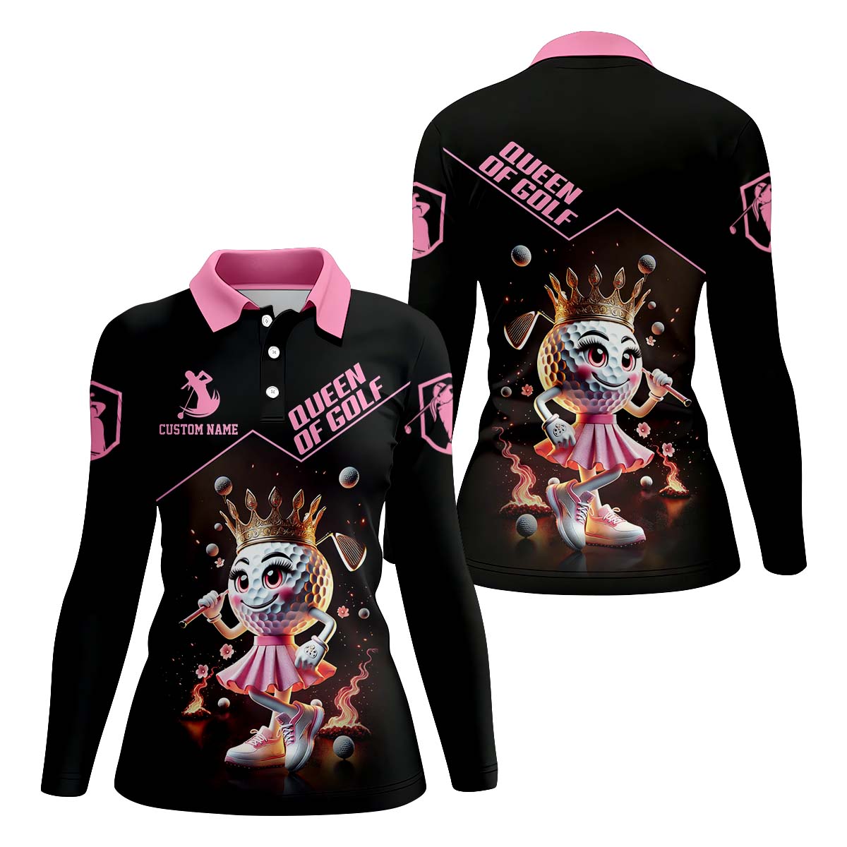 Queen Of Golf Custom Womens Golf Polo Shirt, Golfing Apparel, Womens Golf Gifts
