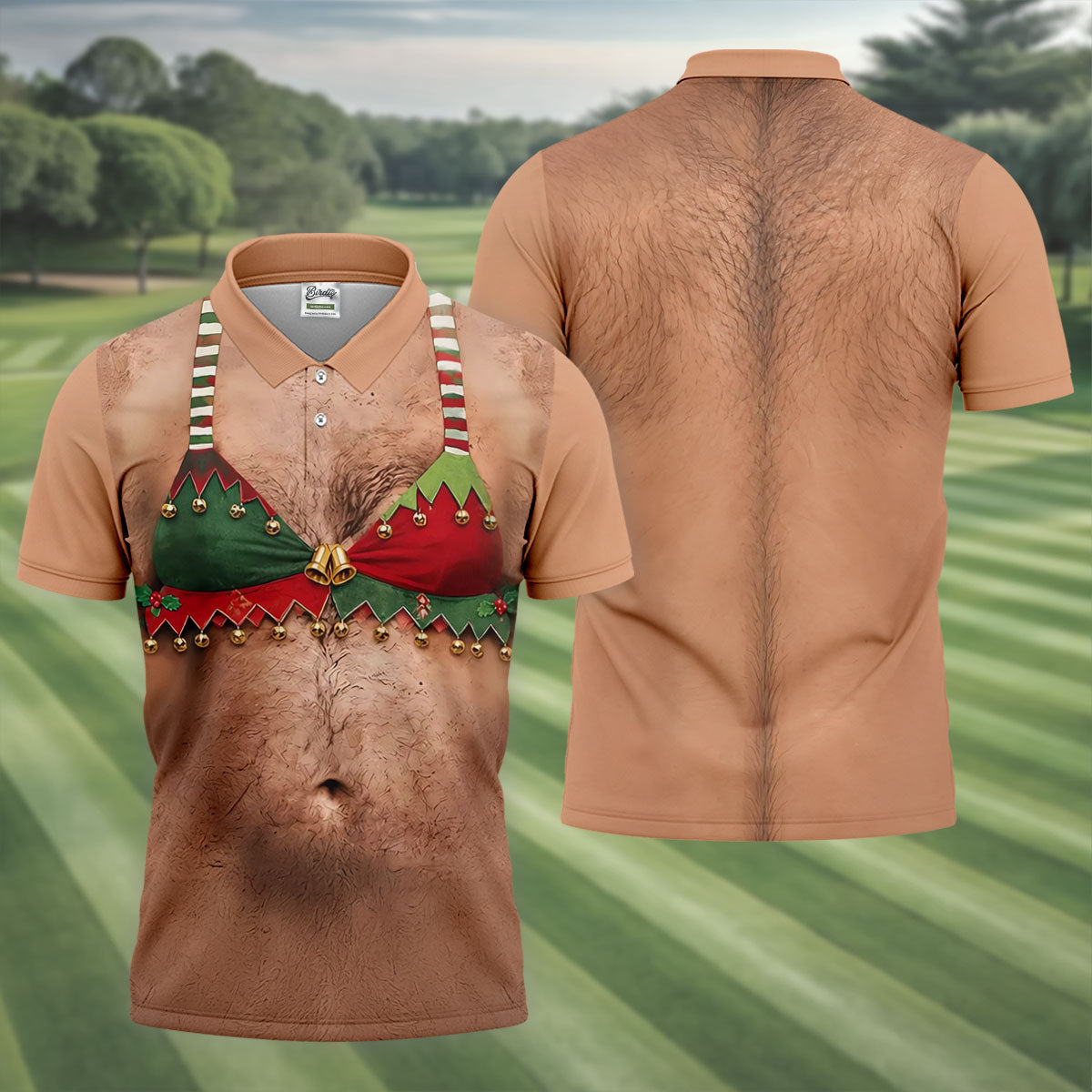 Funny Elf Bra Bells Christmas Golf Shirt, Mens Golf Polo, Golf Apparel For Men