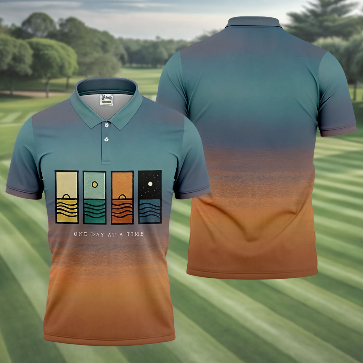 One Day At A Time Mental Health Suicide Prevention Abstract Mens Golf Polo, Golf Polo Shirts For Men