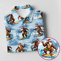 Funny Surfing Santa Bigfoot Christmas Polo Shirt, Mens Golf Polo, Hawaiian Golf Shirt