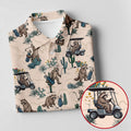 Funny Raccoon Desert Golf Pattern Polo Shirt, Ladies Golf Shirt, Printed Golf Shirt