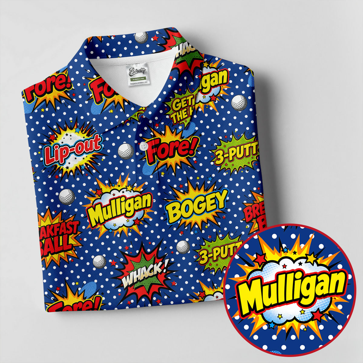 Funny Comic Pop Art Golf Shirt, Fun Golf Polo Shirt, Golf Shirts For Men