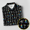 Rainbow Cancer Ribbon Stick Figure Golf Pattern Shirt, Printed Golf Shirts, Polo Shirts For Men