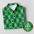 Lucky Four Leaf Clover Golf Ball Pattern Argyle Pattern St Patrick's Day Golf Shirt, Women's Golf Tops