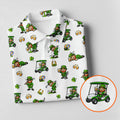 St Patrick's Day Leprechaun Golf And Beer Golf Pose Shamrock Golf Shirt, Golf Shirts For Men
