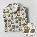 Floral Golf Club Pattern White Hawaiian Golf Shirt, Men's Golf Shirt, Golf Apparel For Men