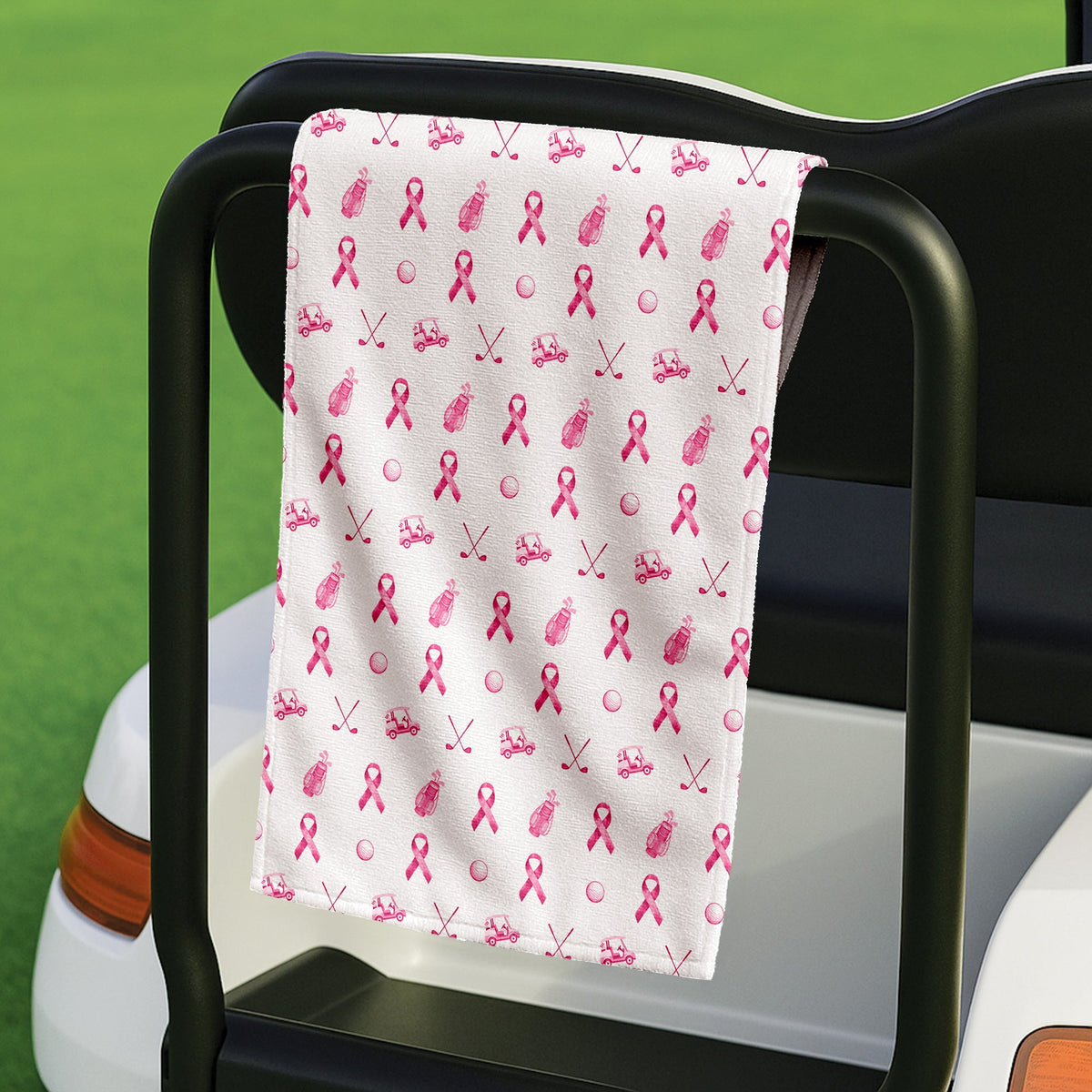 Pink Ribbon Breast Cancer Golf Towel, Unique Gift For Golfer, Christmas Golf Gift, Golf Accessories