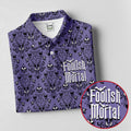 Foolish Mortal Haunted Pattern Golf Polo Shirt, Women's Golf Apparel, Halloween Shirt