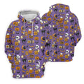 Purple Halloween Skull Golf Shirt, Spooky Cat, Mens Golf Polo Shirts, Halloween Theme Shirts, Golfing Apparel