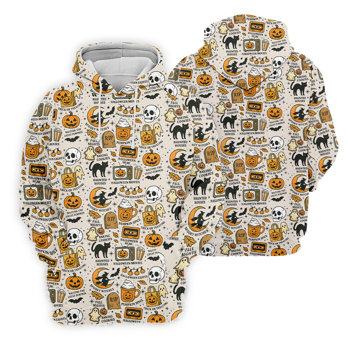 Spooky Witches, Spooky Cat, Cute Halloween T-Shirts, Mens Golf Polo Shirts, Golfing Apparel
