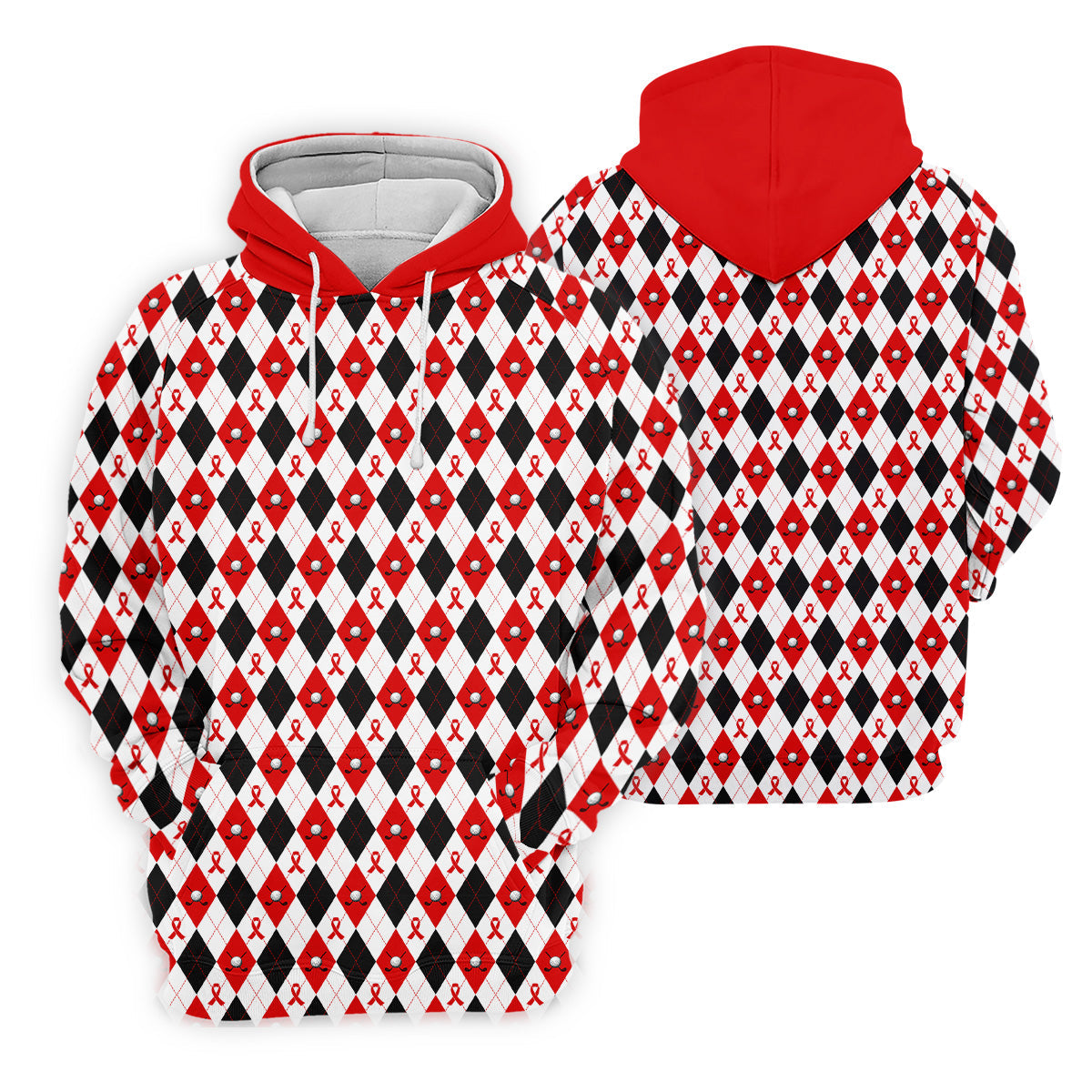 Red Painted Awareness Ribbon Aids Hiv Men's Polo Shirt, AIDS Awareness Shirt, Men Golf Shirt, Golf Gift For Men