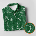 Stick Figure Golf Pose Shamrock Golf Shirt, St Patrick's Day Golf Tops For Men, Polo Shirts For Men