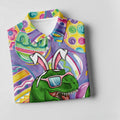 T-Rex Bunny Painted Easter Eggs Golf Shirts For Men, Men's Funny Golf Shirts, Polo Shirts For Men