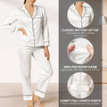Breast Cancer Pink Ribbon With Golf Pattern Long Pajama Set, White Satin Pajama Set