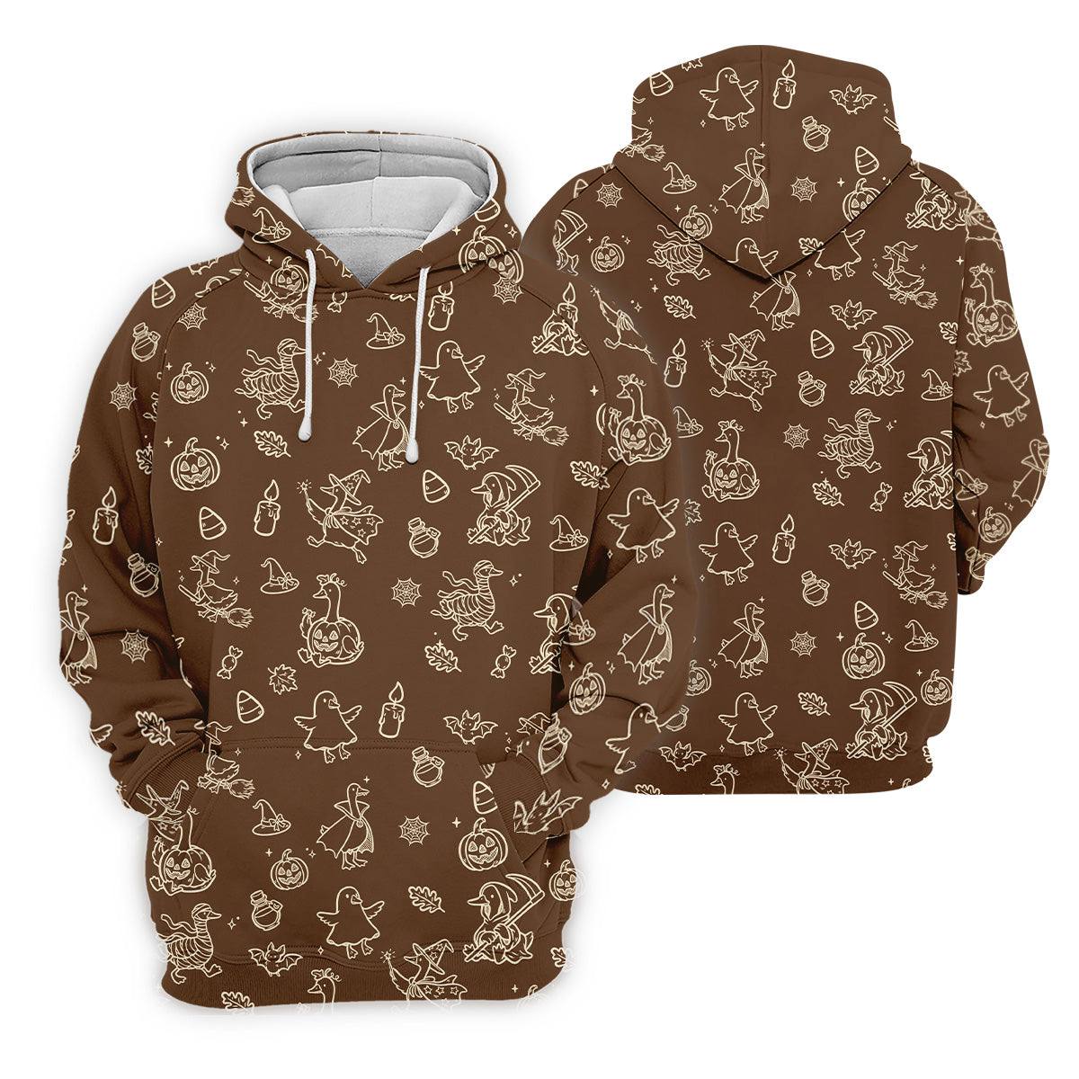 Goose Halloween Golf Shirt, Pumpkin Pattern Golf Shirt, Brown Golf Polo, Long Sleeve Golf Shirts, Men Golf Polo