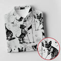 Vintage Golfing Dogs Pattern Golf Polo Shirt, Mens Golf Shirts, Golf Apparel For Men