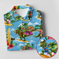 Hawaiian T Rex Surfboard Beach Hawaiian Golf Shirt, Mens Golf Polo, Printed Golf Shirts