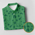 Dark Green Golf Items Seamless Pattern St. Patrick’s Day Shamrock Golf Shirt, Golf Shirts For Men