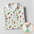 19th Hole Cocktail Drinks Pattern Golf Shirt, Mens Golf Polo, Printed Golf Shirts