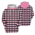 Black Pink Argyle Men's Golf Polo Shirt, Golf Gift For Men, Golfing Apparel, Matching Golf Shirt