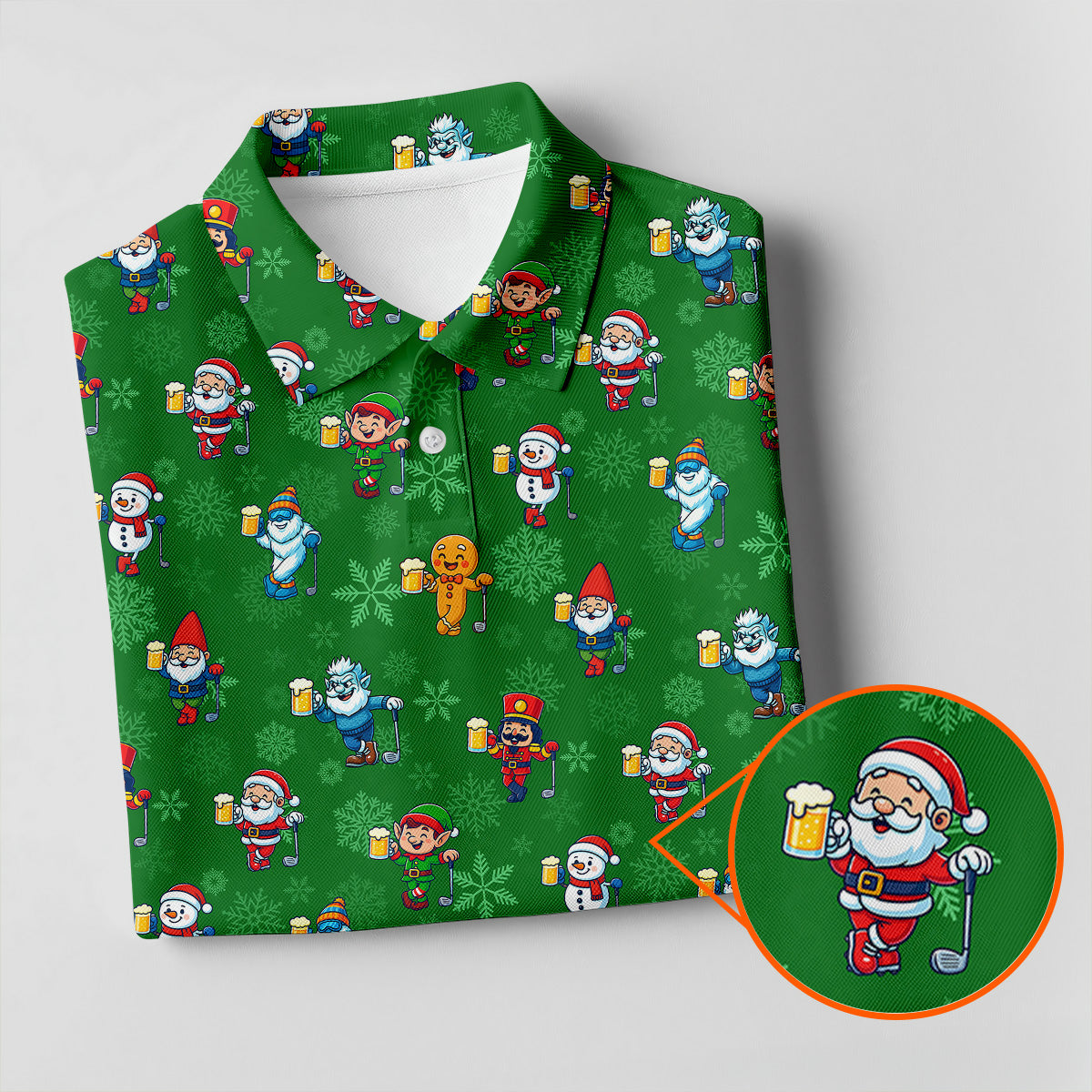 Christmas Characters Golf And Beer Green Women's Funny Golf Shirts, Christmas Golf Shirt, Polo Shirts For Women