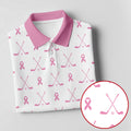 Pink Ribbon Golf Clubs Breast Cancer Polo Shirt, Golf Shirts For Men, Mens Golf Apparel