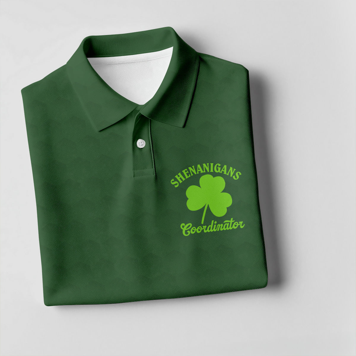 Shenanigans Coordinator Golf Ball Pattern St Patrick Day Green Golf Shirt, Golf Tops For Men, Golf Shirts For Men