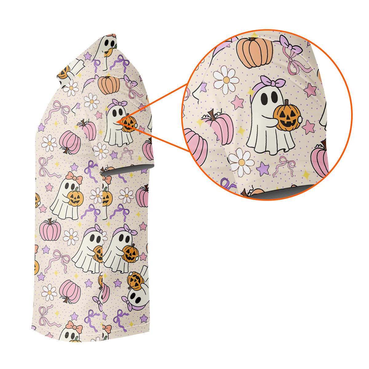 Halloween Seamless Pattern Cute Golf Shirt, Retro Halloween Polo Shirts For Men, Golfing Apparel