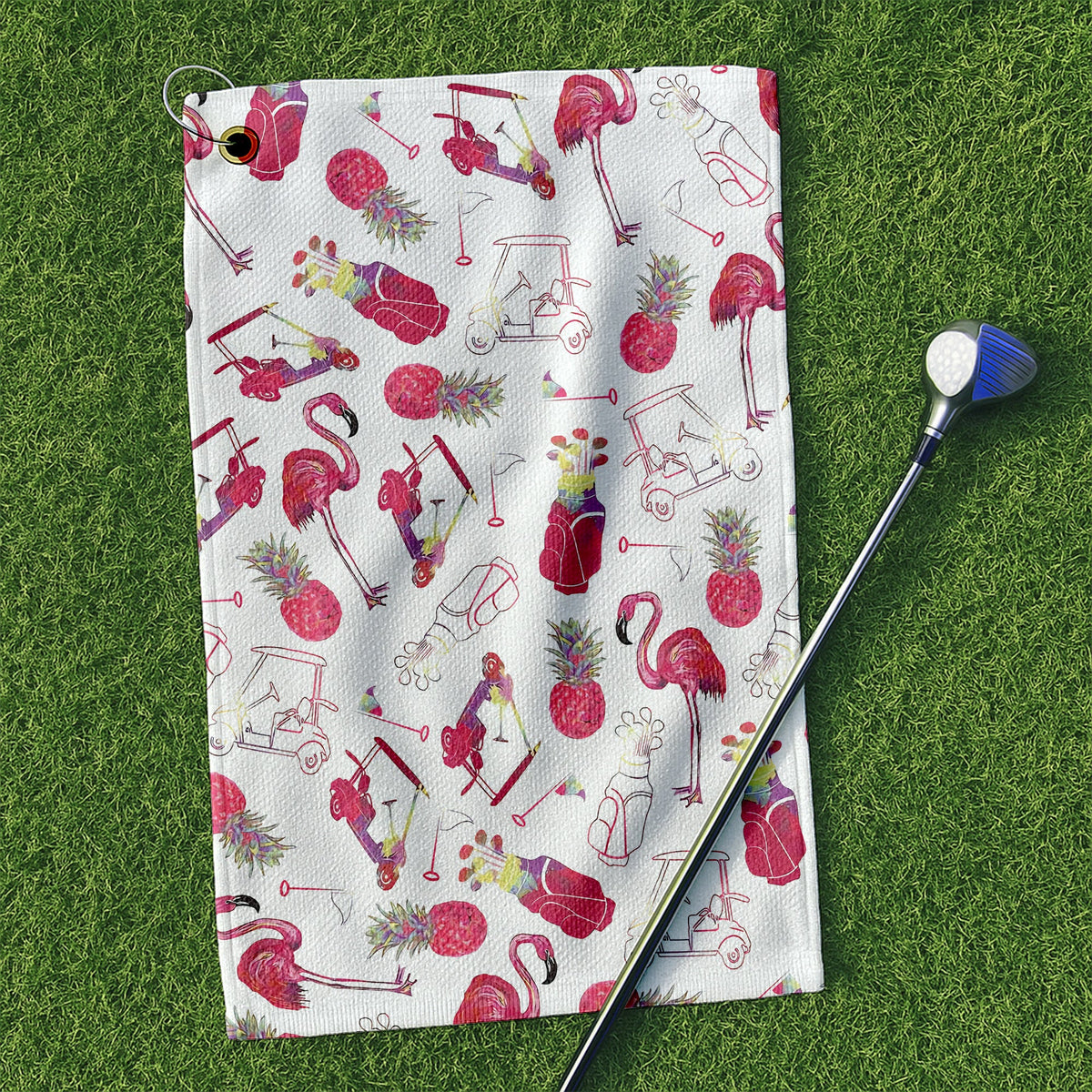 Flamingo Golf Towel, Golf Towel Women, Golf Rag, Ladies Golf Gift
