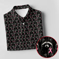 Funny Rude Pink Raccoon Breast Cancer Polo Shirt, Ladies Golf Tops, Women's Golf Apparel