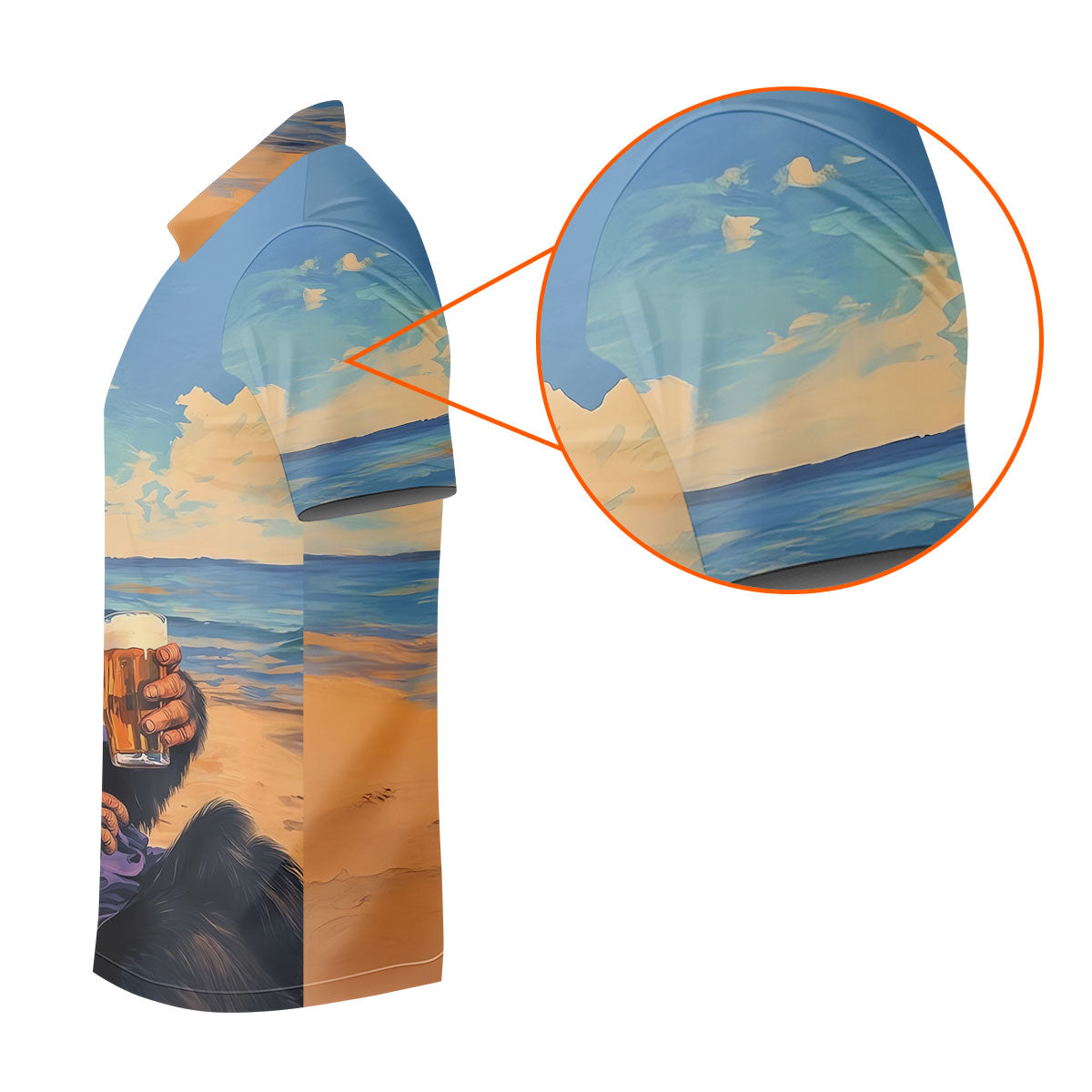 Beach Monkey Sky Sand Hawaiian Golf Polo, Golf Tops For Men, Golfing Apparel