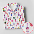 Champagne Bottles Seamless Pattern Watercolor Style Retro Golf Shirt, Polo Shirts For Men, Golf Shirts For Men