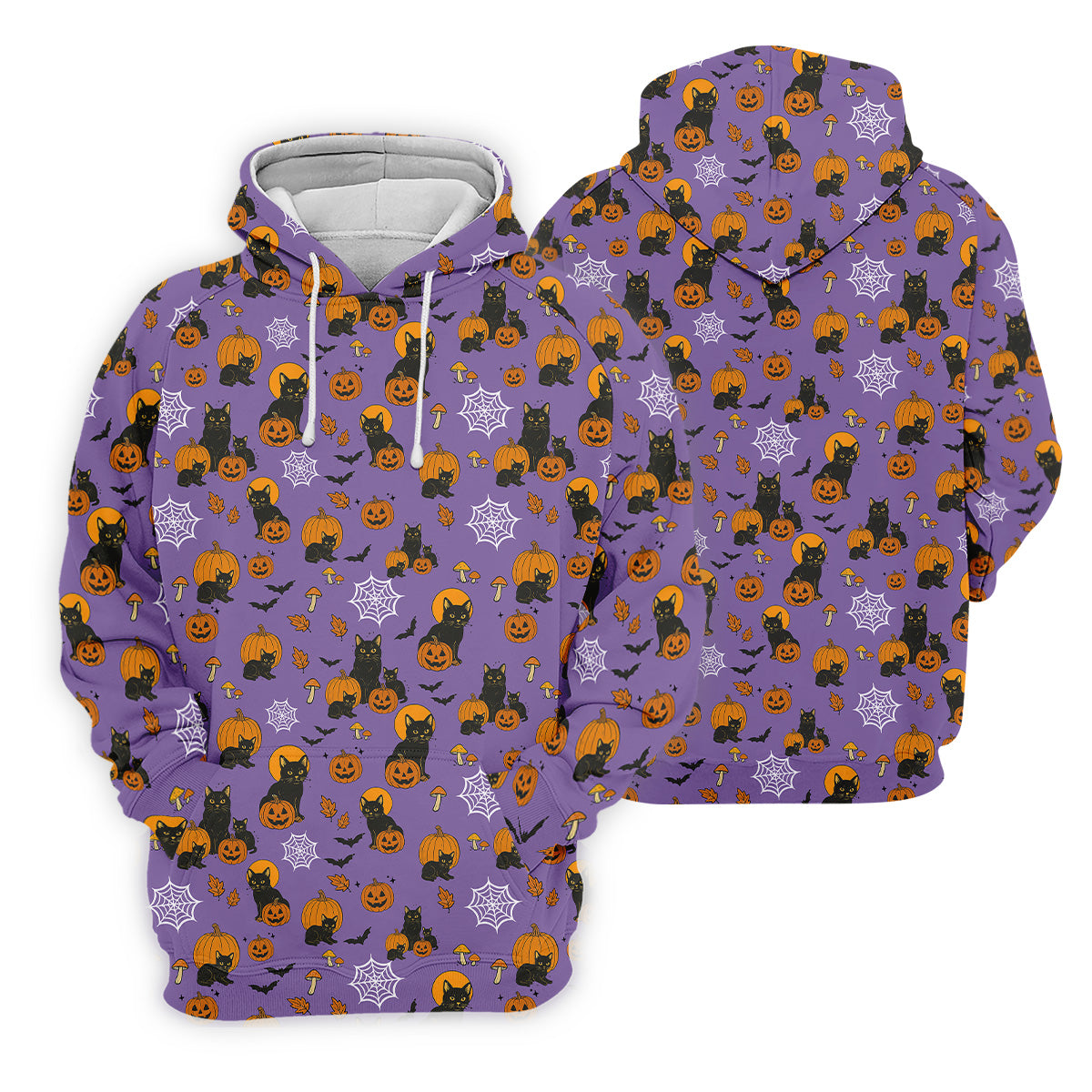 Halloween Cat Pumpkin Purple Golf Shirt, Golf Hoodie, Golf Gift For Men, Golfing Apparel
