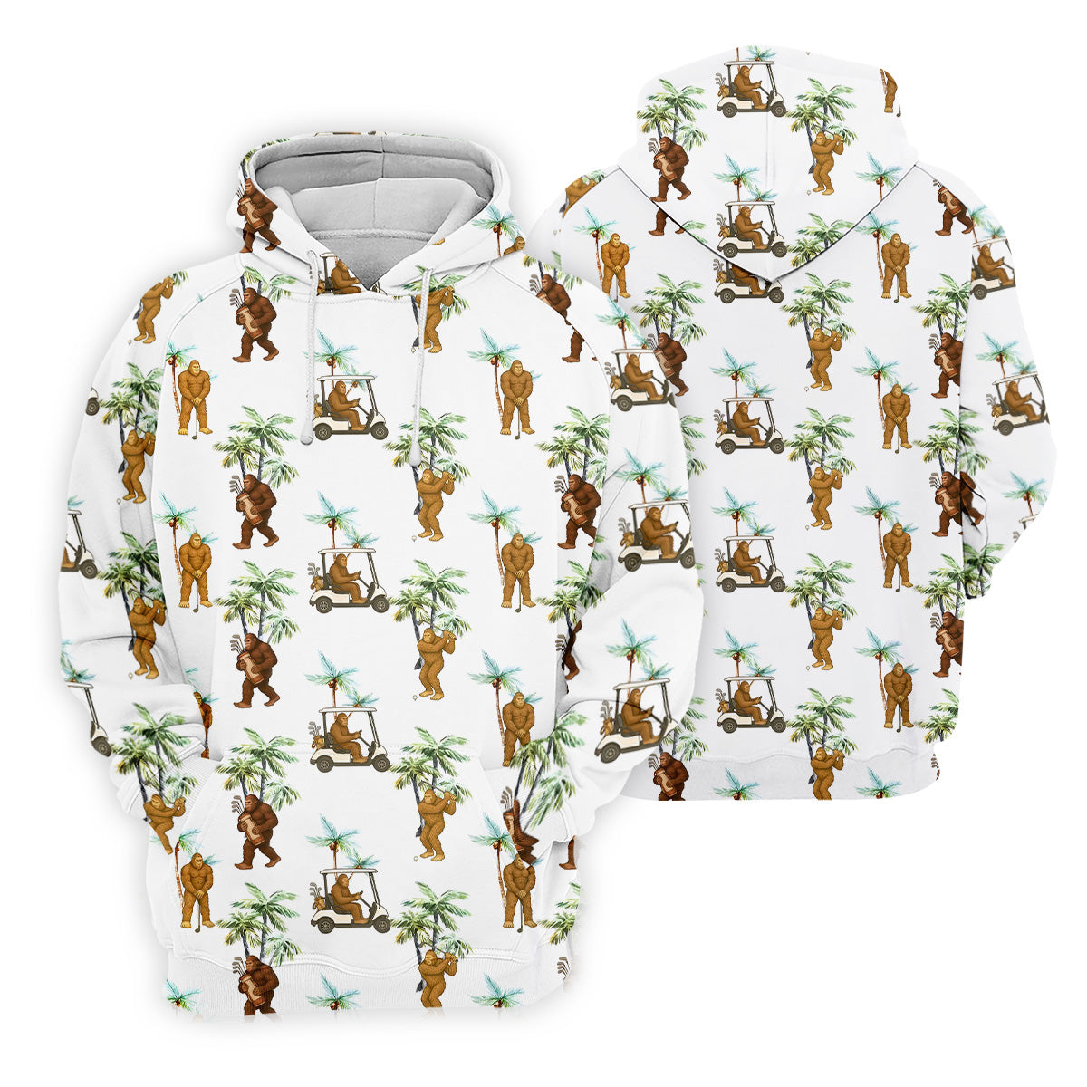 Funny Bigfoot Golf Hawaiian Shirt, Tropical Golf Shirts, Ladies Sleeveless Polo, Golfing Apparel