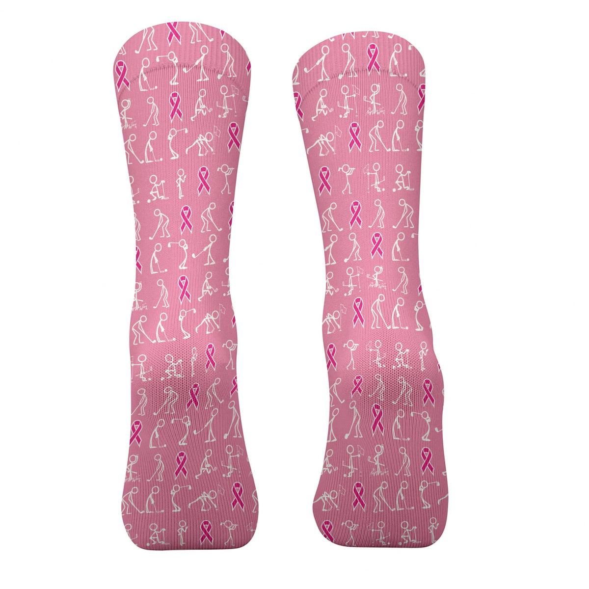 Breast Cancer Stick Figure Pink Golf Socks, Christmas Golf Gift, Golfing Apparel