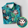 Playful Opossums Among Tropical Leaves Hawaiian Golf Polo, Golf Tops For Men, Golfing Apparel