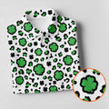 Lucky Four Leaf Clover Leopard Pattern St Patrick's Day Golf Shirt, Polo Shirts For Men, Golf Shirts For Men